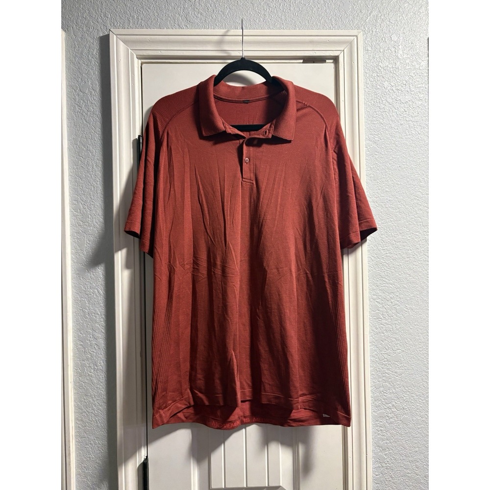 Lululemon Metal Vent Tech Polo Mens XXL Red Short Sleeve Seamless Golf Shirt